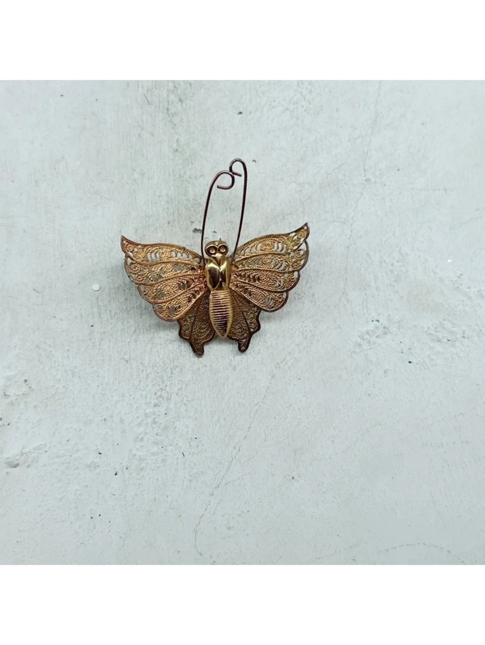 332u. Filigree Butterfly Brooch Vintage